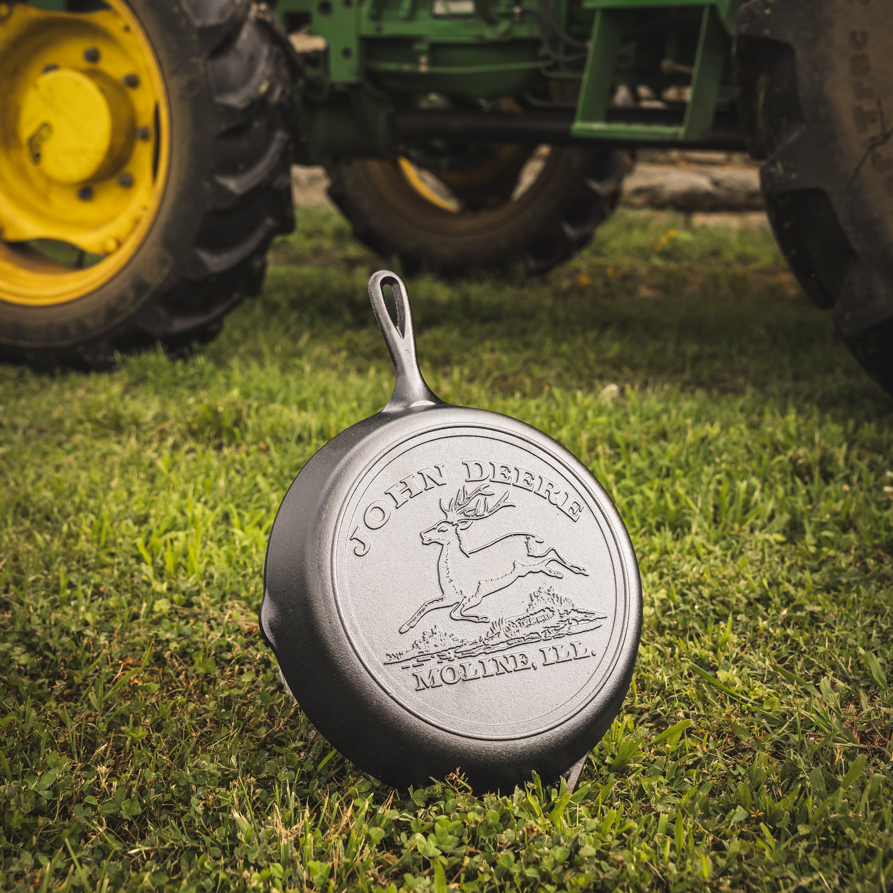 12 Inch Seasoned Cast Iron Skillet. John Deere Hometown