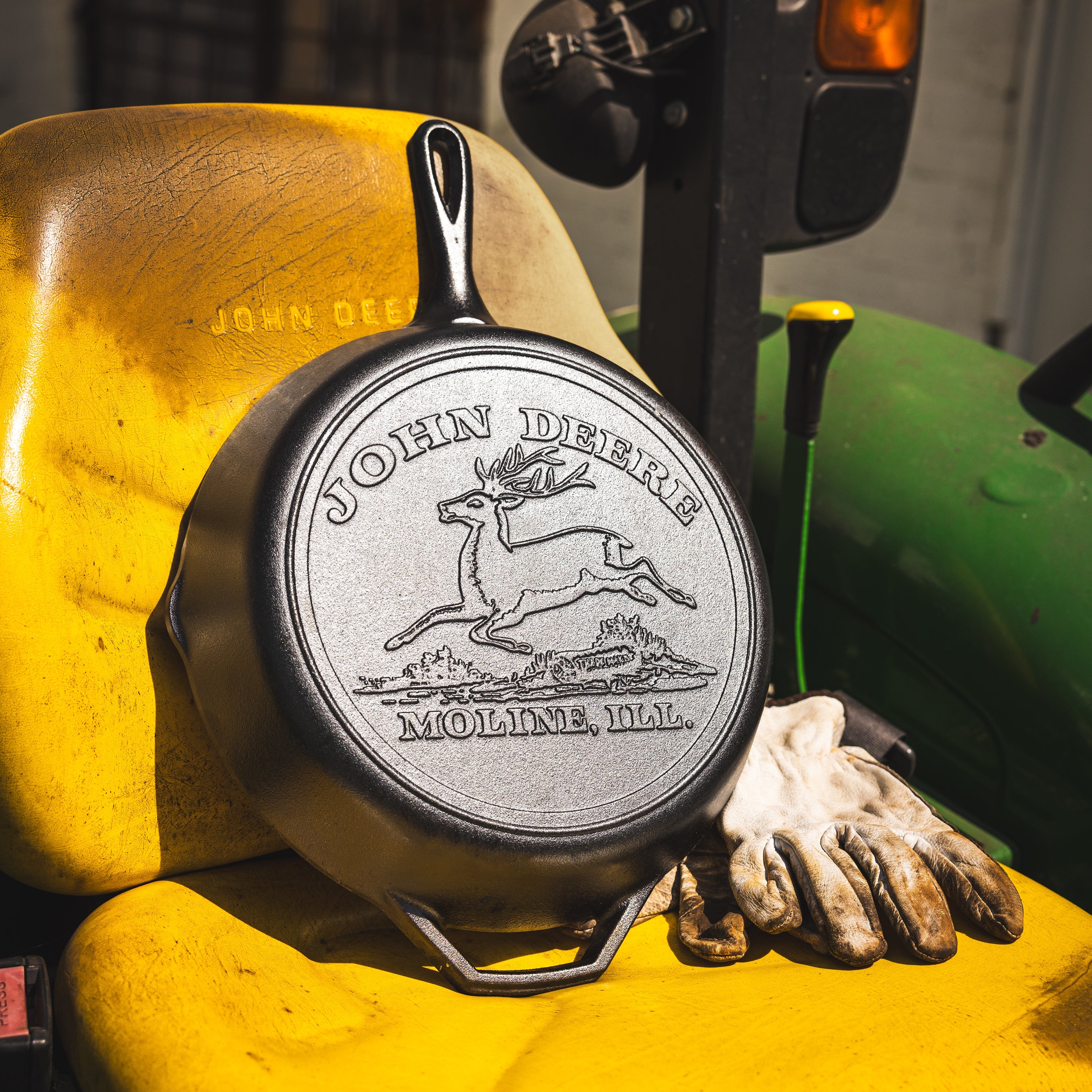 12 Inch Seasoned Cast Iron Skillet. John Deere Hometown