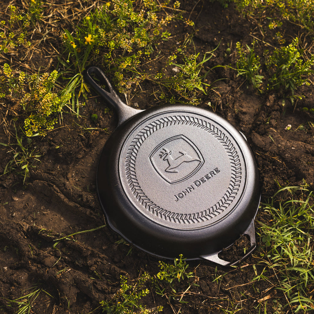 10.25 Inch Seasoned Cast Iron Skillet. John Deere Logo