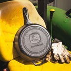 10.25 Inch Seasoned Cast Iron Skillet. John Deere Logo