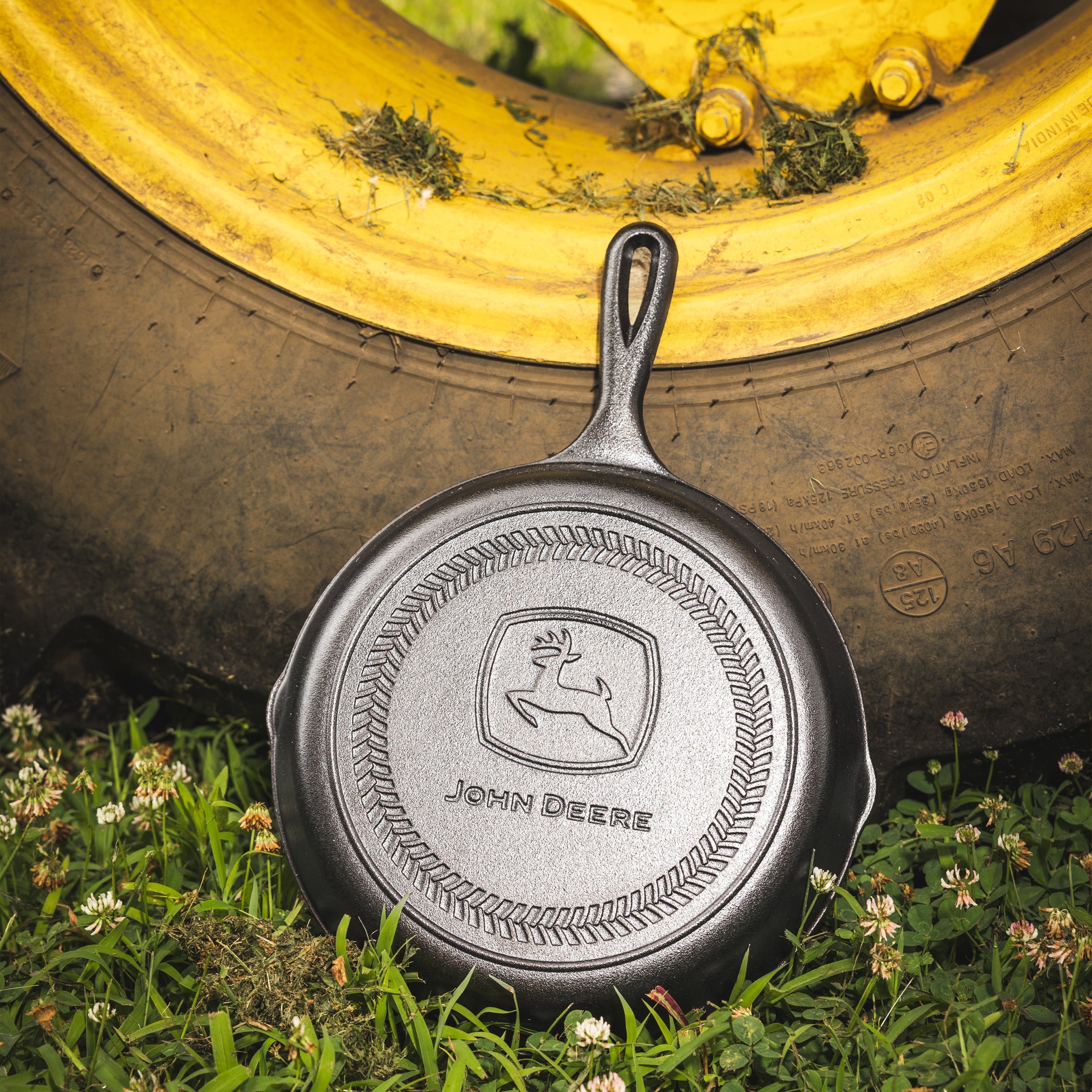 10.25 Inch Seasoned Cast Iron Skillet. John Deere Logo