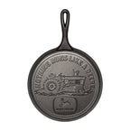 10.5 Inch Seasoned Cast Iron Griddle. John Deere Tractor