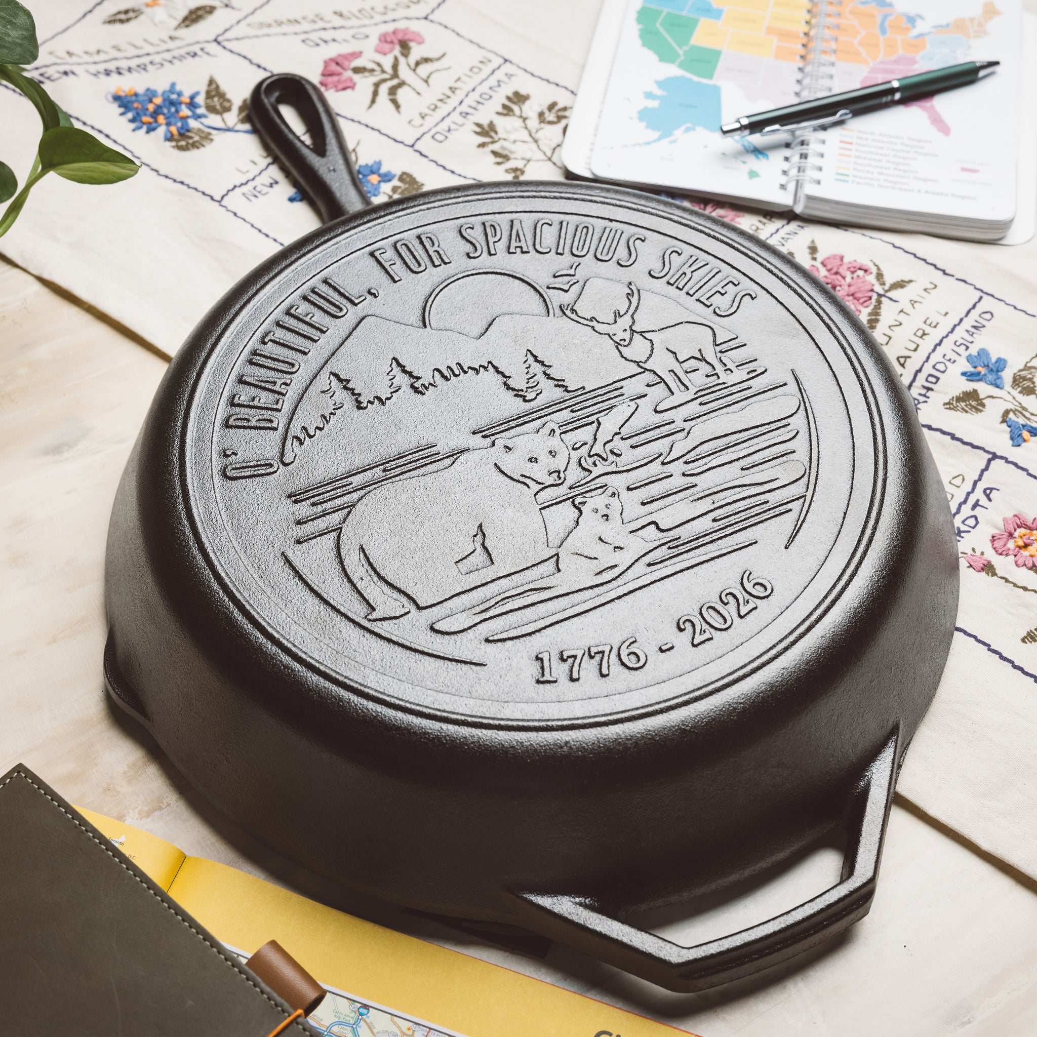 Lodge 12 Inch Seasoned Cast Iron Skillet. Spacious Skies