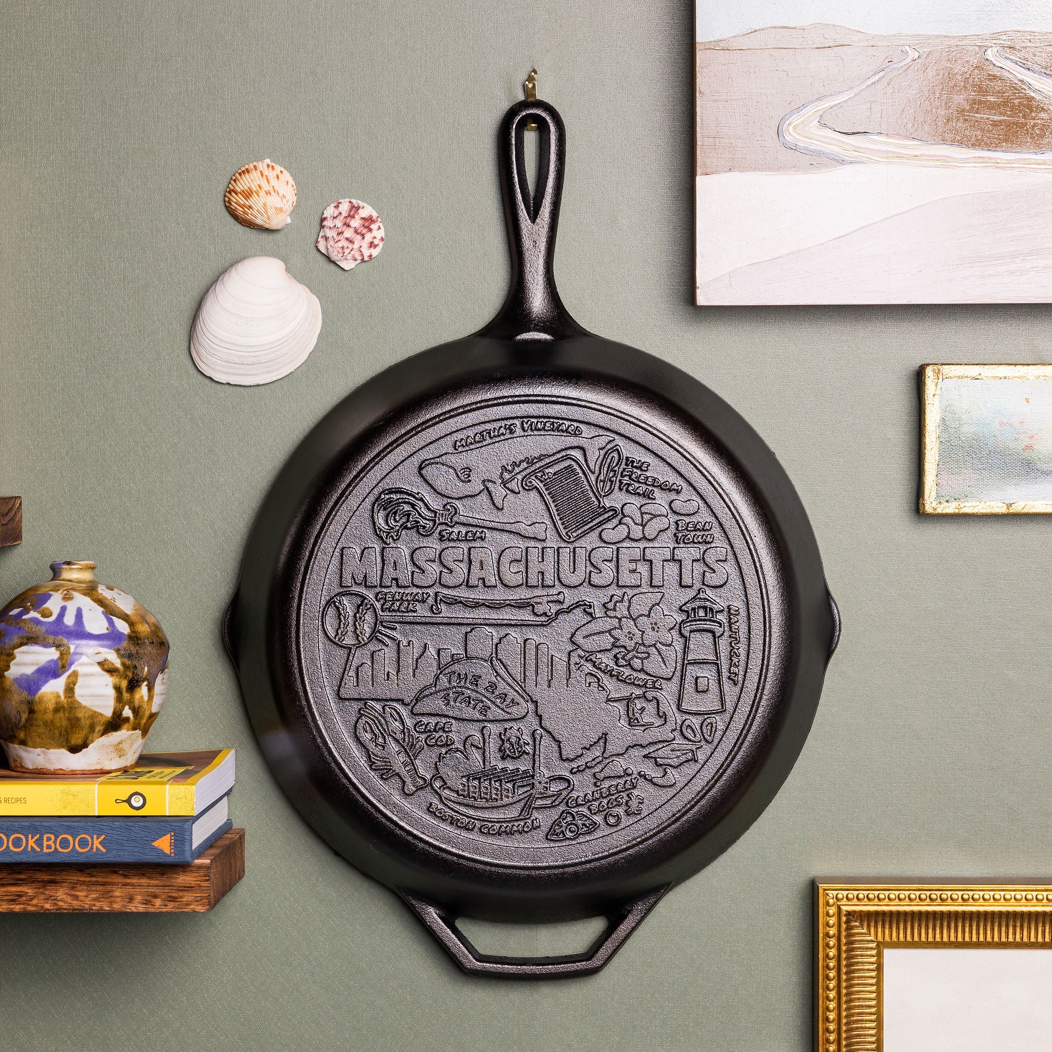 American Road Trip: 12 Inch Seasoned Cast Iron Skillet. Massachusetts