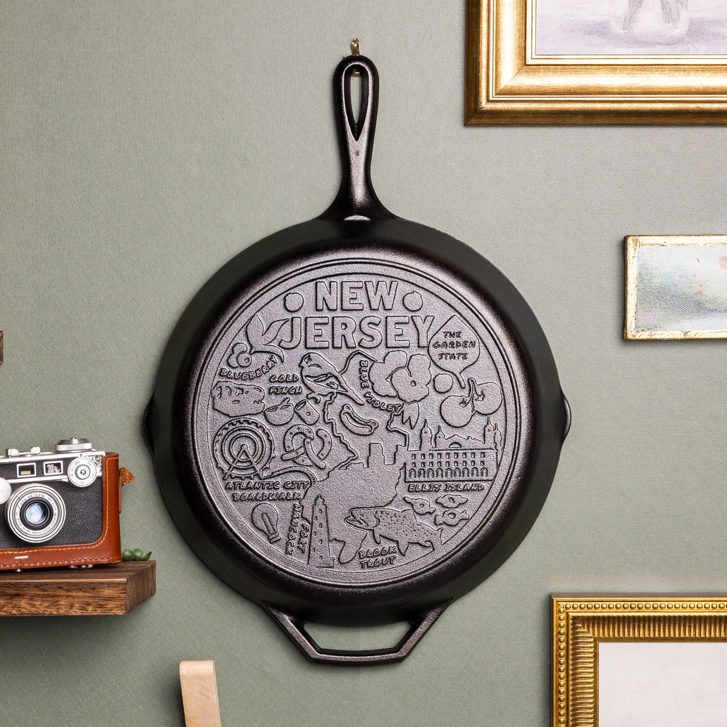 American Road Trip: 12 Inch Seasoned Cast Iron Skillet. New Jersey
