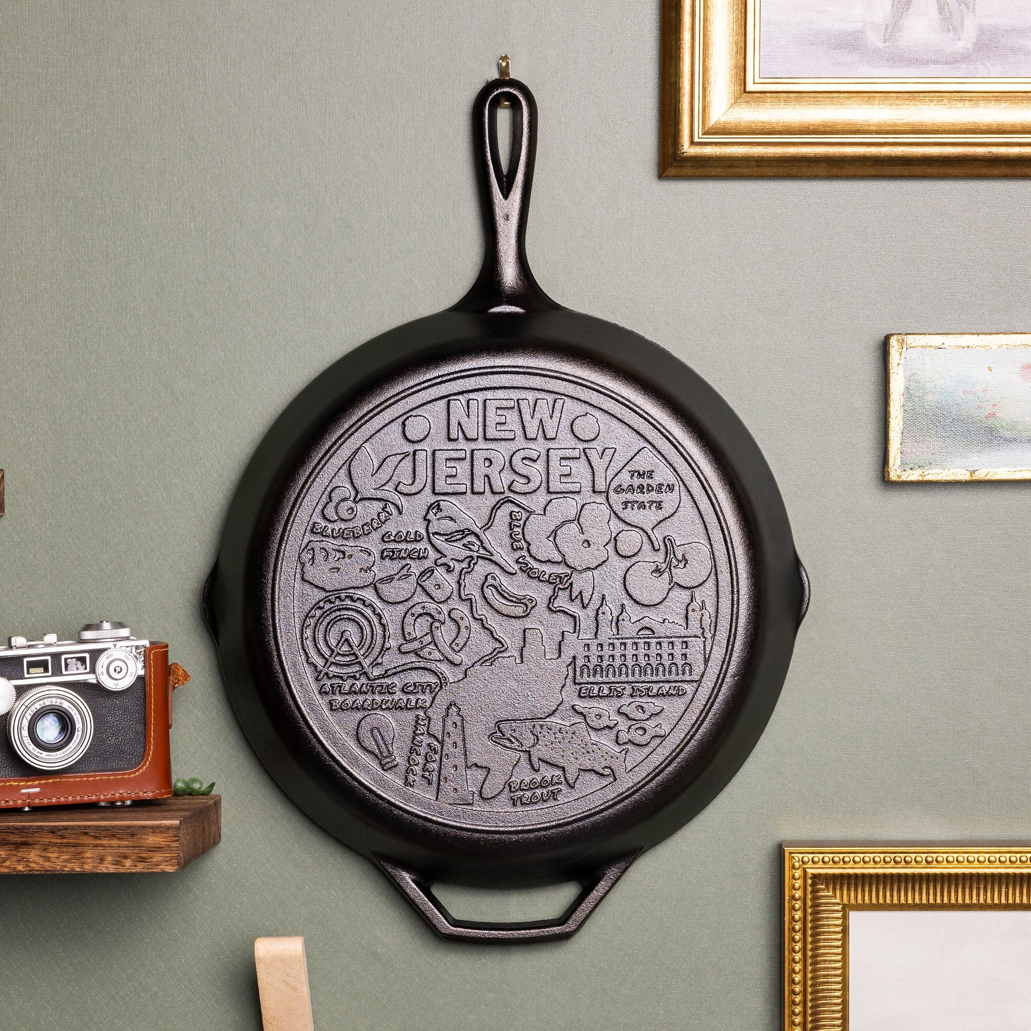 American Road Trip: 12 Inch Seasoned Cast Iron Skillet. New Jersey