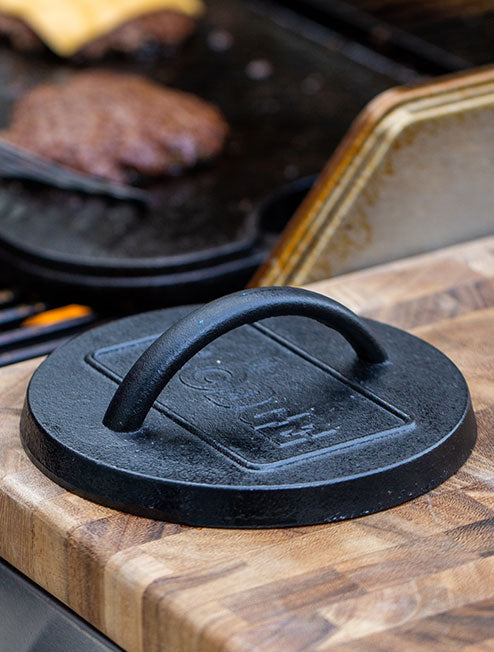6.25 Inch Seasoned Cast Iron Burger Press