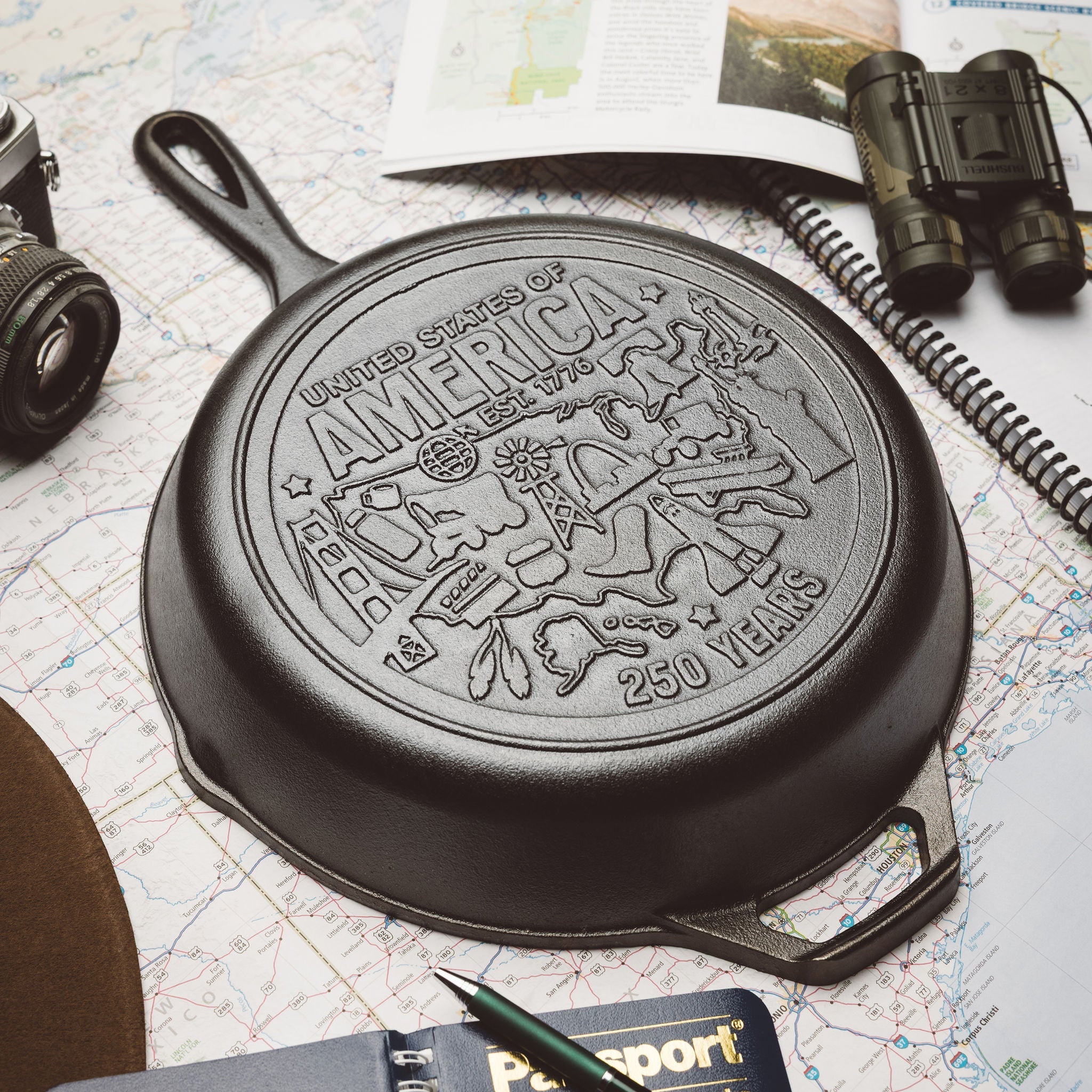 Lodge 10.25 Inch Seasoned Cast Iron Skillet. USA Icons