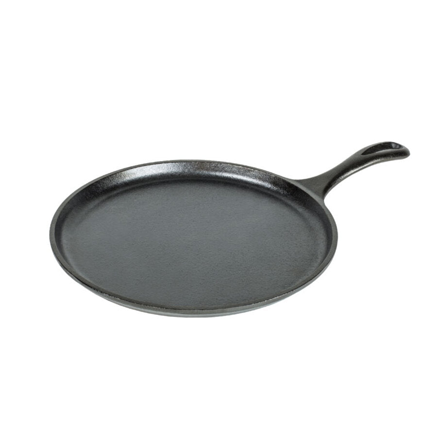10.5 Inch Seasoned Cast Iron Xolo Sugar Skull Griddle with Deluxe Handle Holder